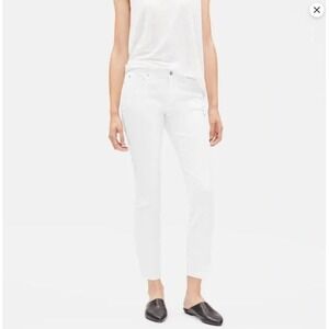 Eileen Fisher White Jeans size 6 Organic Cotton Stretch Skinny Slim Leg Ankle